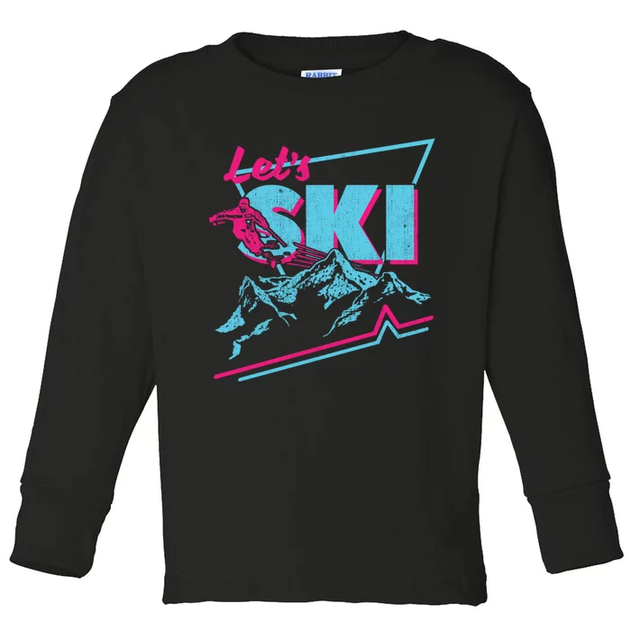 Vintage Ski Outfit 80s 90s Ski Retro Ski Long Toddler Long Sleeve Shirt