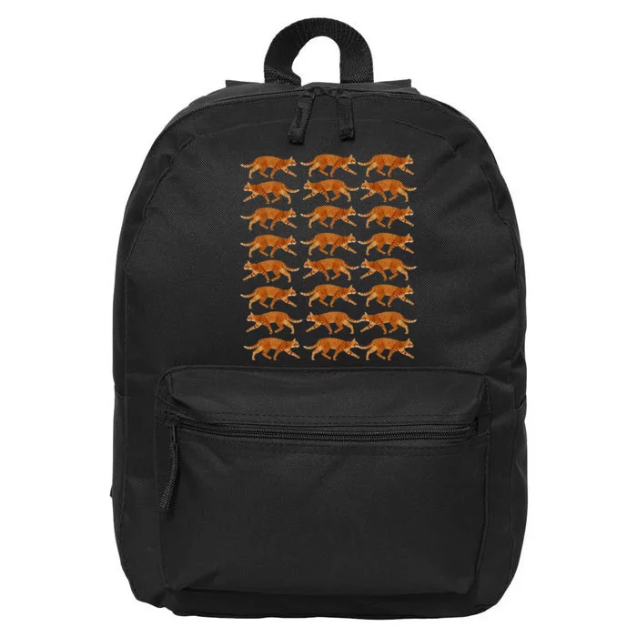 Vintage Style Orange Tabby Cat Silhouette pattern 16 in Basic Backpack