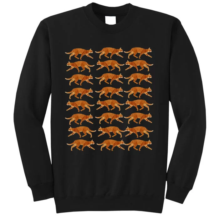 Vintage Style Orange Tabby Cat Silhouette pattern Tall Sweatshirt