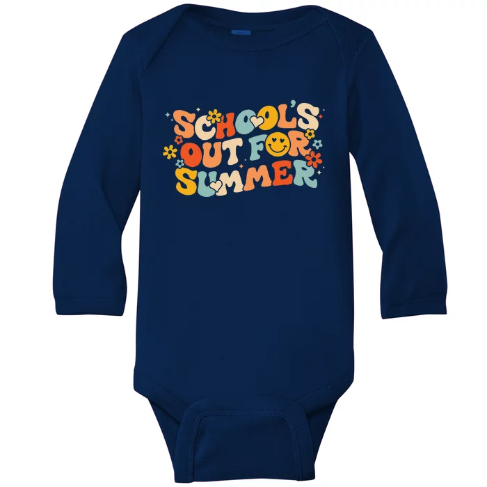 Vintage Schools Out For Summer Ladies Women Teacher Baby Long Sleeve Bodysuit