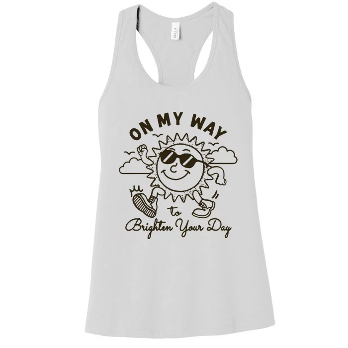 Vintage Sunshine On My Way To Brighten Your Day Funny Women's Racerback Tank