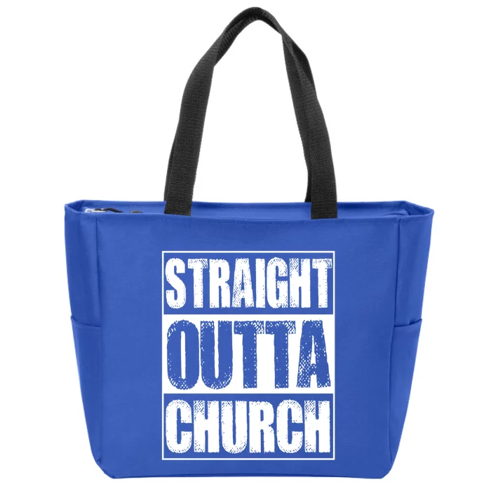 Vintage Straight Outta Church Gift Zip Tote Bag