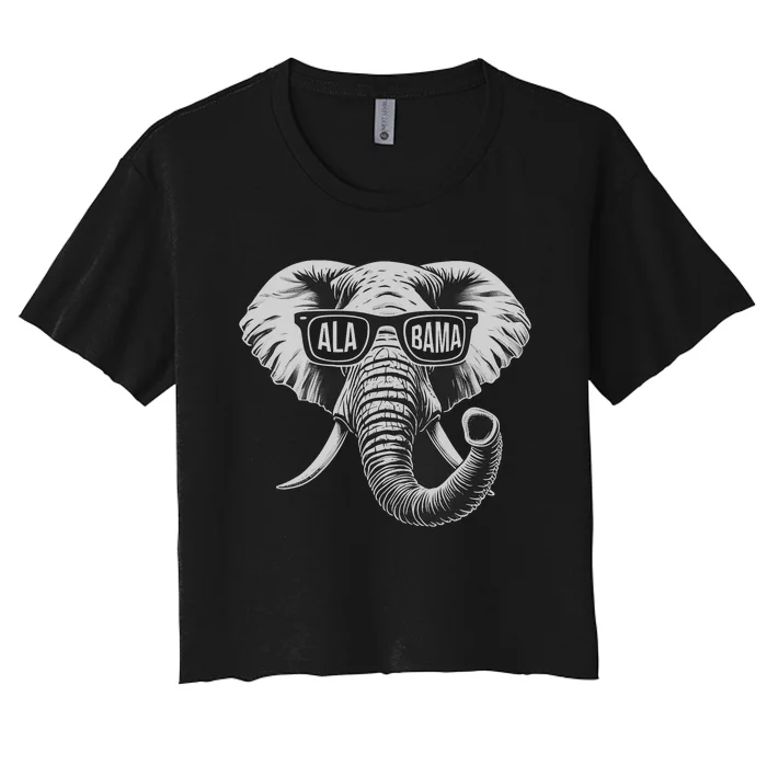 Vintage State Of Alabama Elephant Lovers Women's Crop Top Tee