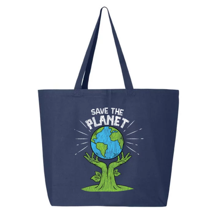 Vintage Save Our Earth Plant Trees Climate Change Earth Day Gift 25L Jumbo Tote