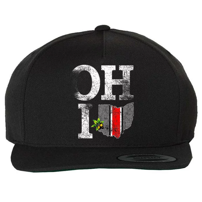 Vintage State Of Ohio Trendy Ohioan Design Shape Grunge Wool Snapback Cap