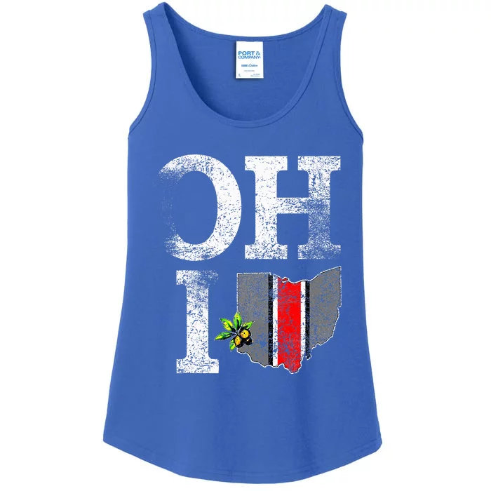 Vintage State Of Ohio Trendy Ohioan Design Shape Grunge Ladies Essential Tank