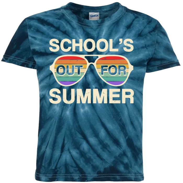 Vintage School's Out For Summer Retro Sunglasses Kids Tie-Dye T-Shirt