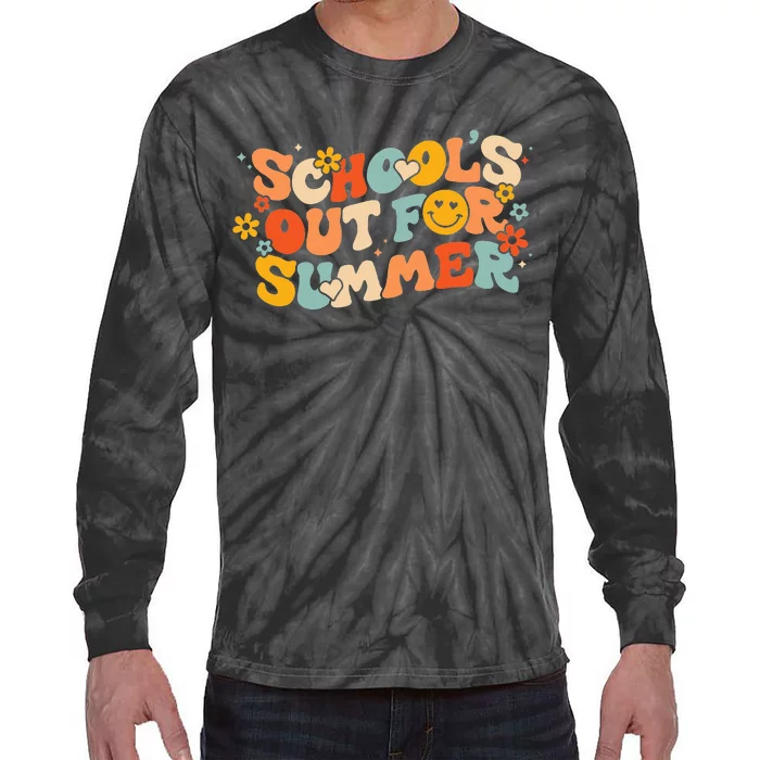 Vintage Schools Out for Summer Ladies Teacher Tie-Dye Long Sleeve Shirt