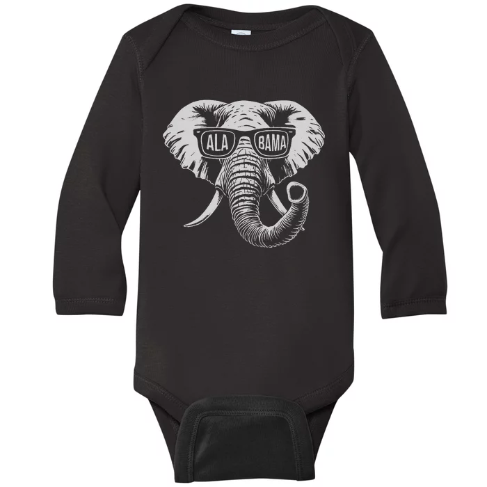 Vintage State Of Alabama Elephant Lovers Baby Long Sleeve Bodysuit