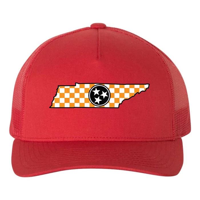 Volunteer State Orangewhite Checkerboard Tristar Tennessee Yupoong Adult 5-Panel Trucker Hat