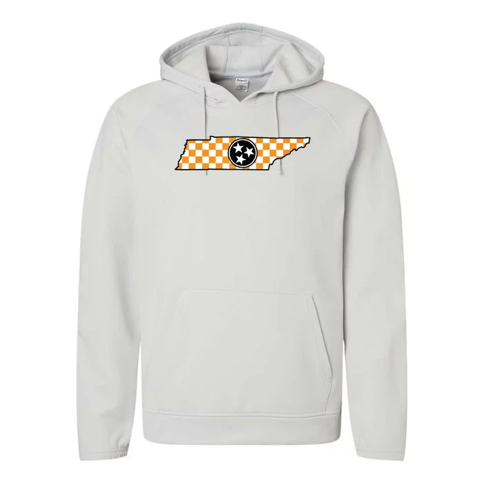 Volunteer State Orangewhite Checkerboard Tristar Tennessee Performance Fleece Hoodie