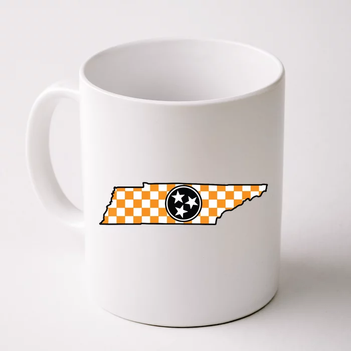 Volunteer State Orangewhite Checkerboard Tristar Tennessee Front & Back Coffee Mug