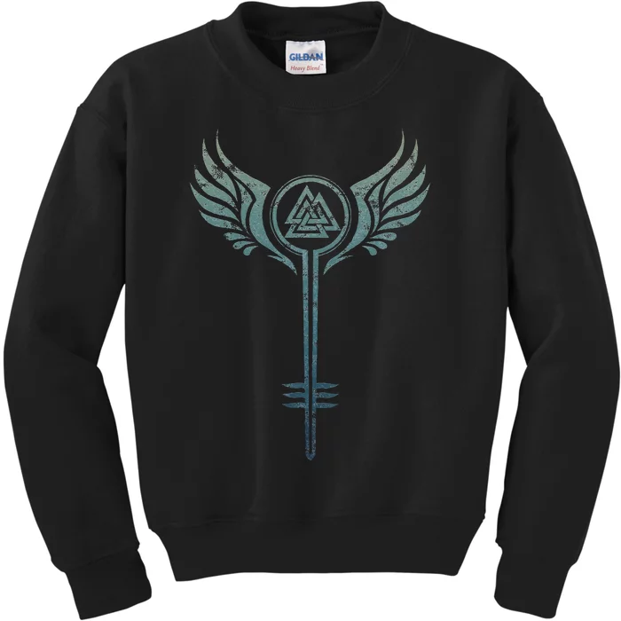 Valkyrie Symbol Odin Valknut Shieldmaiden Viking Warrior Kids Sweatshirt