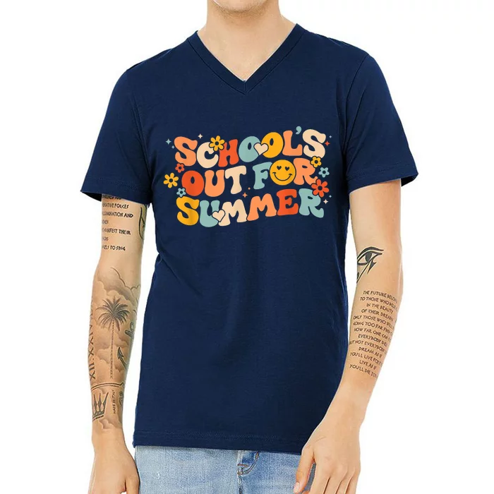 Vintage Schools Out For Summer Ladies Teacher V-Neck T-Shirt