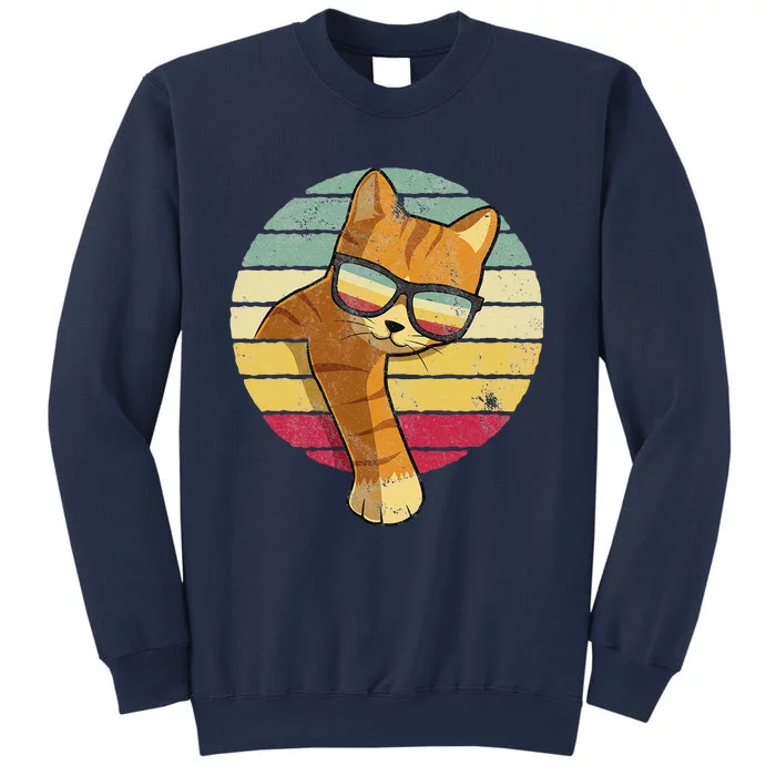 Vintage Style Orange Cat Sunglasses Sweatshirt