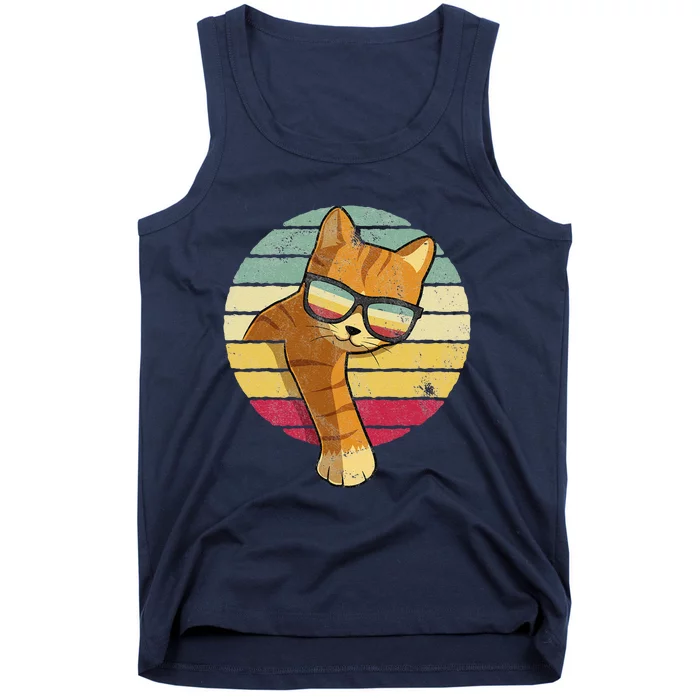 Vintage Style Orange Cat Sunglasses Tank Top