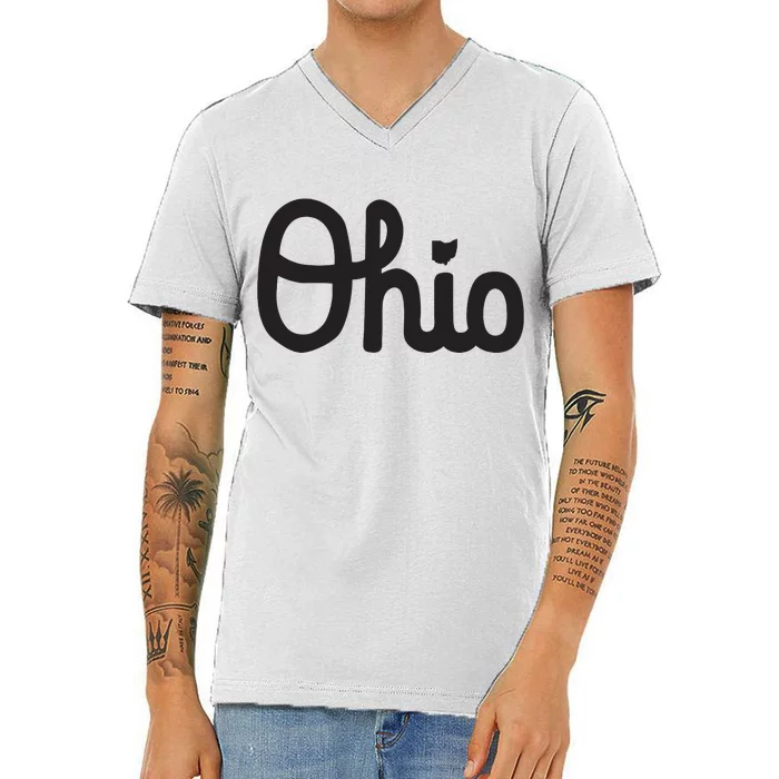 Vintage Script Ohio Dots The I V-Neck T-Shirt