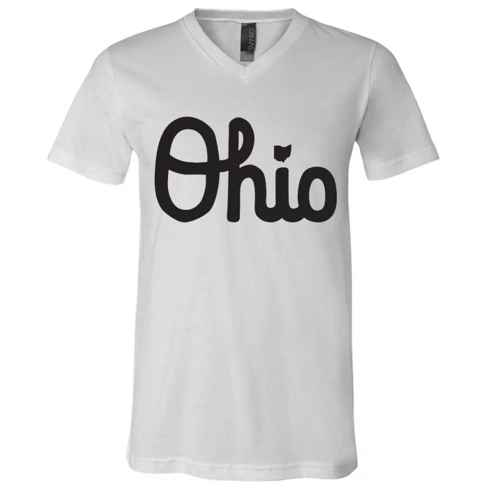 Vintage Script Ohio Dots The I V-Neck T-Shirt