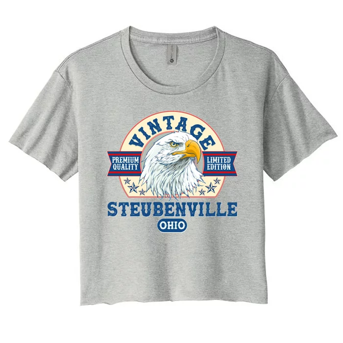 Vintage Steubenville Ohio Premium Quality Limited Edition Eagle Emblem Women's Crop Top Tee