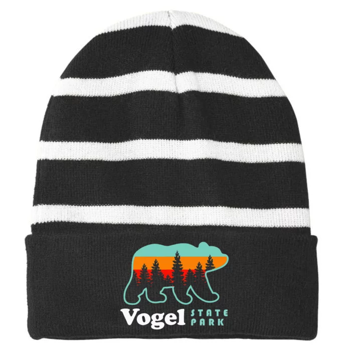 Vogel State Park Camping Georgia Lake Bear Striped Beanie with Solid Band