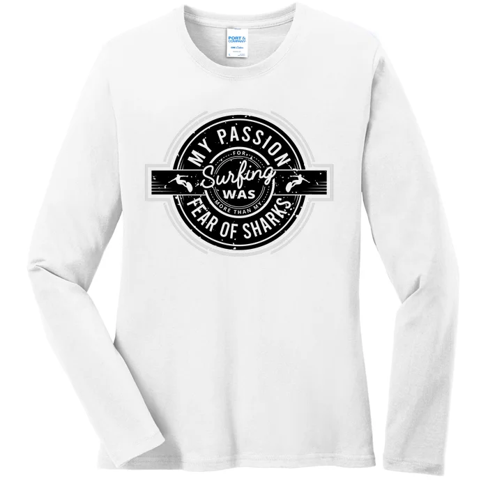 Vintage Surfing Passion Graphic Ladies Long Sleeve Shirt