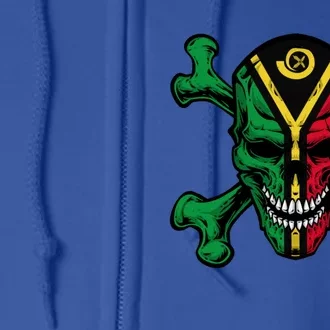 Vanuatu Skull Pride Vanuatuan Flag Roots Vanuatu Souvenir Gift Full Zip Hoodie