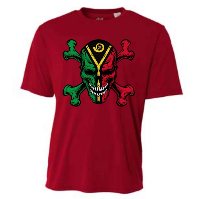 Vanuatu Skull Pride Vanuatuan Flag Roots Vanuatu Souvenir Gift Cooling Performance Crew T-Shirt