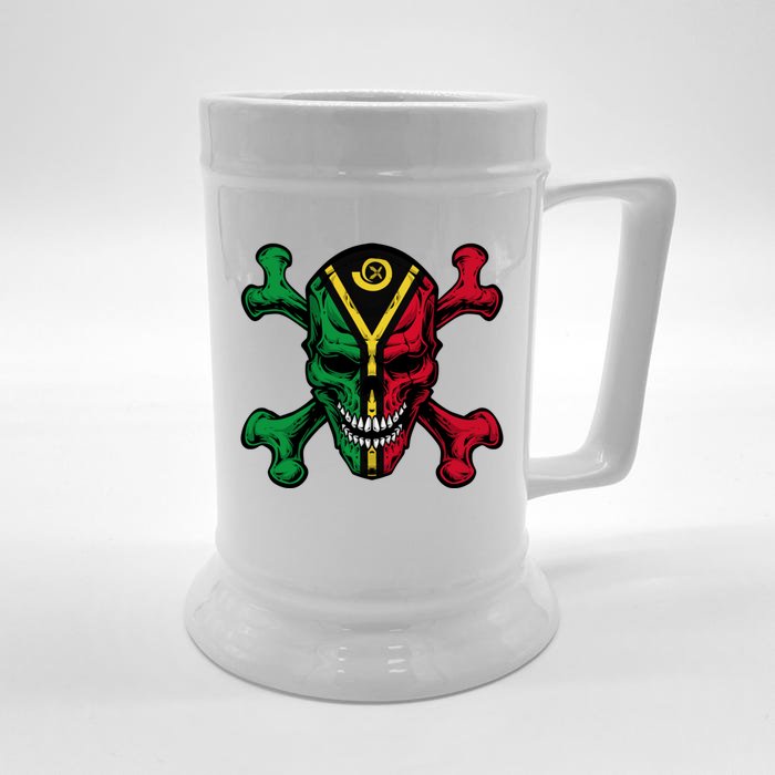 Vanuatu Skull Pride Vanuatuan Flag Roots Vanuatu Souvenir Gift Front & Back Beer Stein