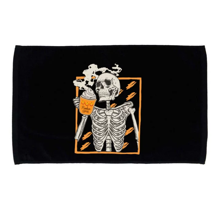 Vintage Skeleton Pumpkin Spice Halloween Microfiber Hand Towel