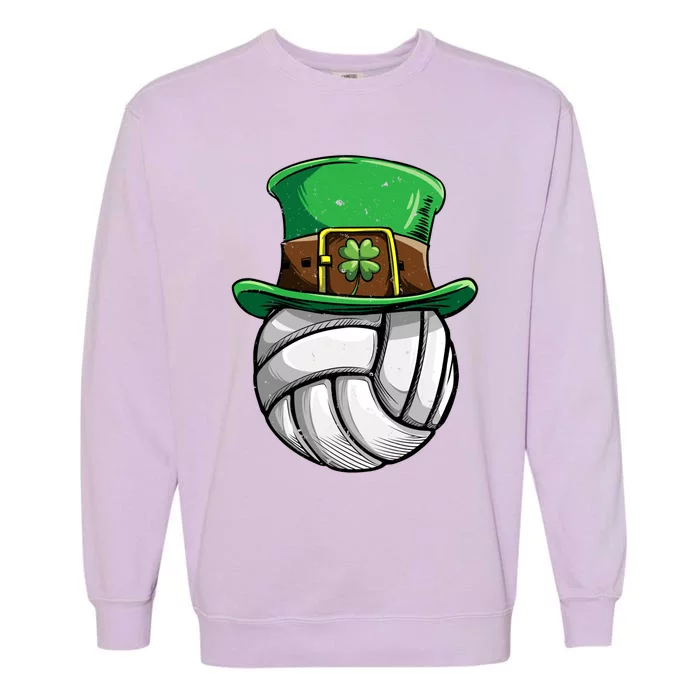 Volleyball St Patricks Day Leprechaun Ball Sports Gift Garment-Dyed Sweatshirt