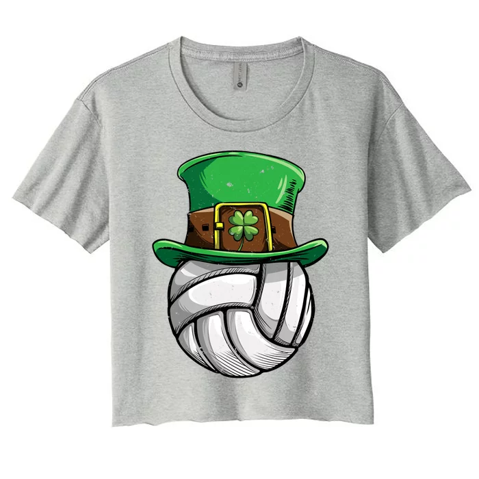 Volleyball St Patricks Day Leprechaun Ball Sports Gift Women's Crop Top Tee