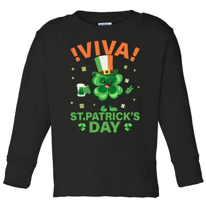 Viva St Patricks Day Funny Drink Toddler Long Sleeve Shirt