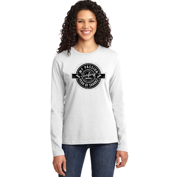 Vintage Surfing Passion Graphic Ladies Long Sleeve Shirt