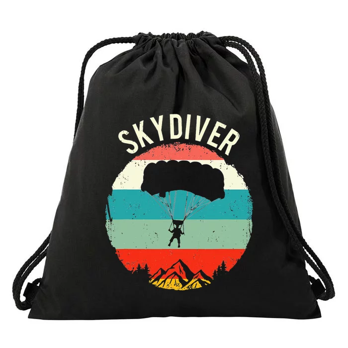 Vintage Skydiving Parachuting Retro Skydiver Drawstring Bag