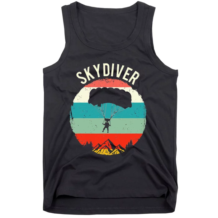 Vintage Skydiving Parachuting Retro Skydiver Tank Top