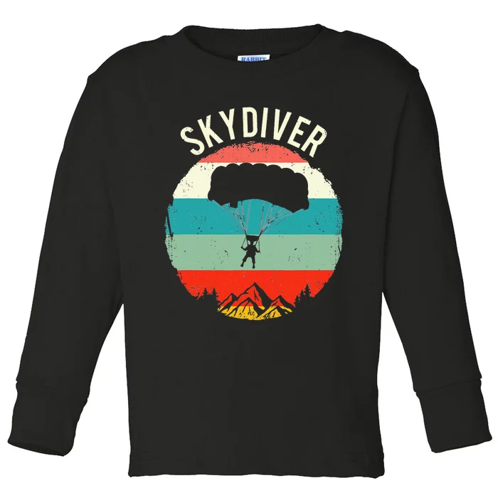 Vintage Skydiving Parachuting Retro Skydiver Toddler Long Sleeve Shirt