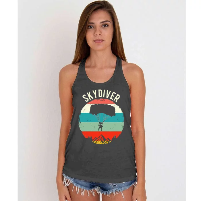 Vintage Skydiving Parachuting Retro Skydiver Women's Knotted Racerback Tank