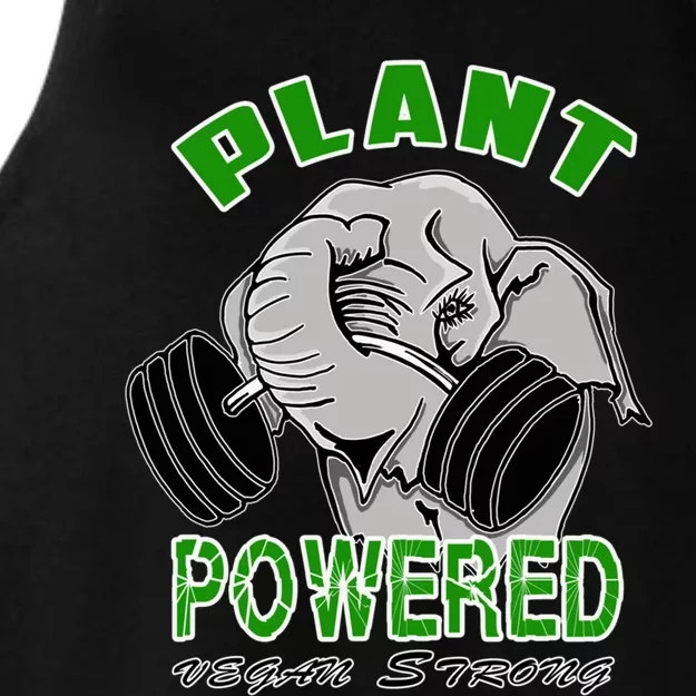 Vegan Strong Plant Powered Elephant Healthy Lifestyle Gift Ladies Tri-Blend Wicking Tank