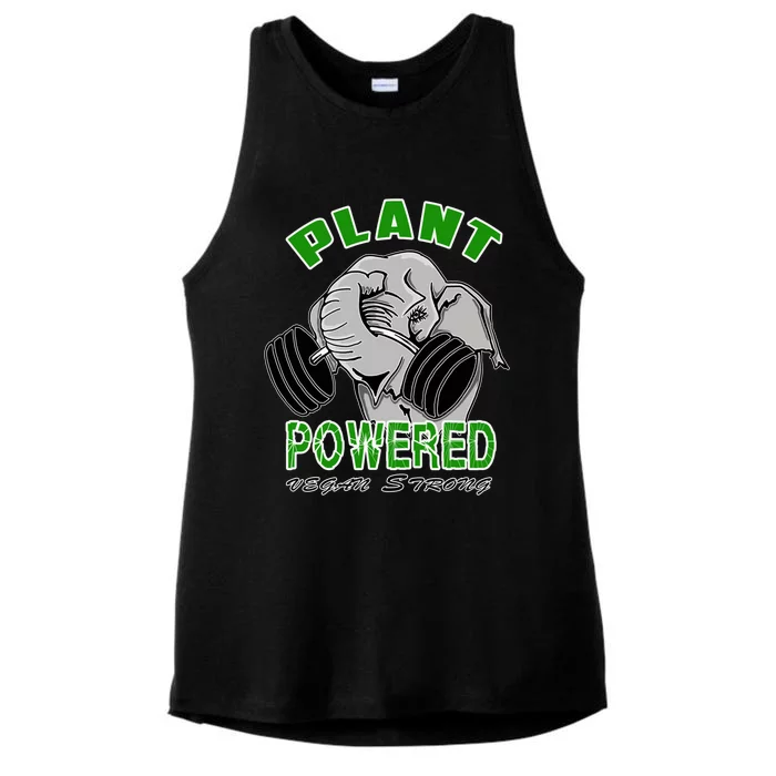 Vegan Strong Plant Powered Elephant Healthy Lifestyle Gift Ladies Tri-Blend Wicking Tank