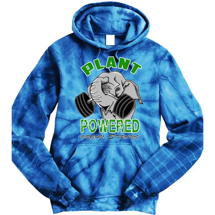 Vegan Strong Plant Powered Elephant Healthy Lifestyle Gift Tie Dye Hoodie