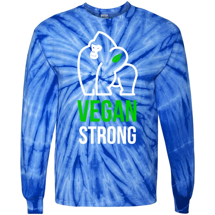 Vegan Strong Plant Powered Gorilla Vegan Lifestyle Funny Gift Tie-Dye Long Sleeve Shirt