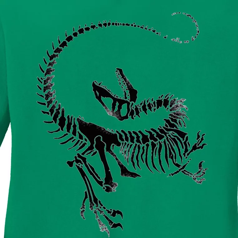 Velociraptor Skeleton Print Ladies Long Sleeve Shirt