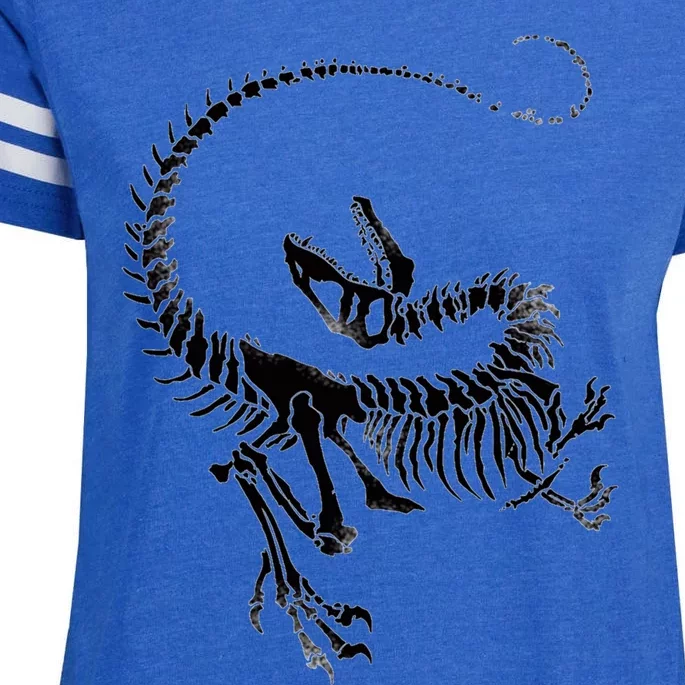 Velociraptor Skeleton Print Enza Ladies Jersey Football T-Shirt