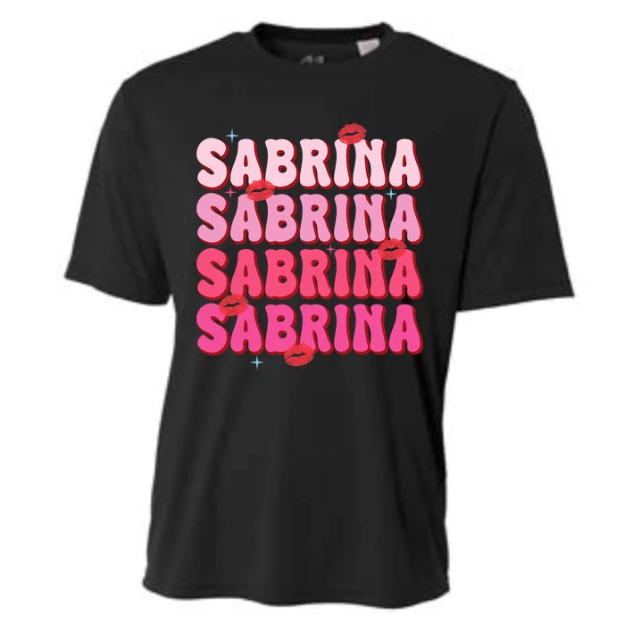 Vintage Sabrina Personalized Name I Love Sabrina Groovy Cooling Performance Crew T-Shirt