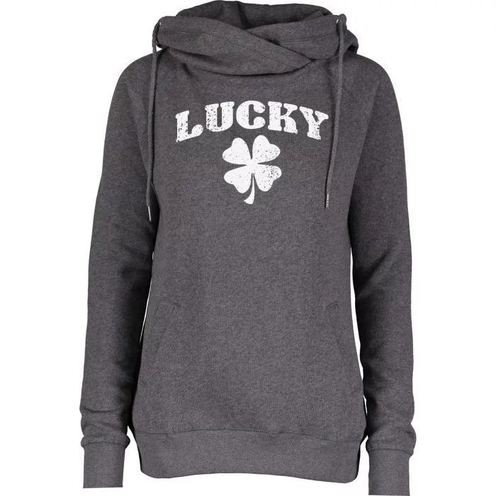 Vintage St Patricks Day Style Lucky Clover Gif Womens Funnel Neck Pullover Hood