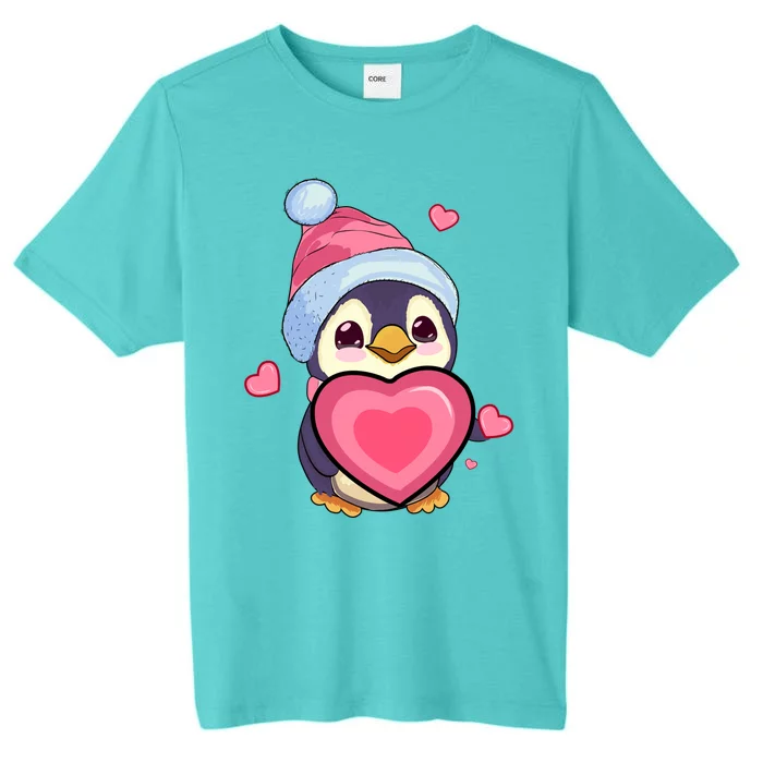 Vintage Style Penguin Pink Hearts Love Valentine's Day Funny Gift ChromaSoft Performance T-Shirt