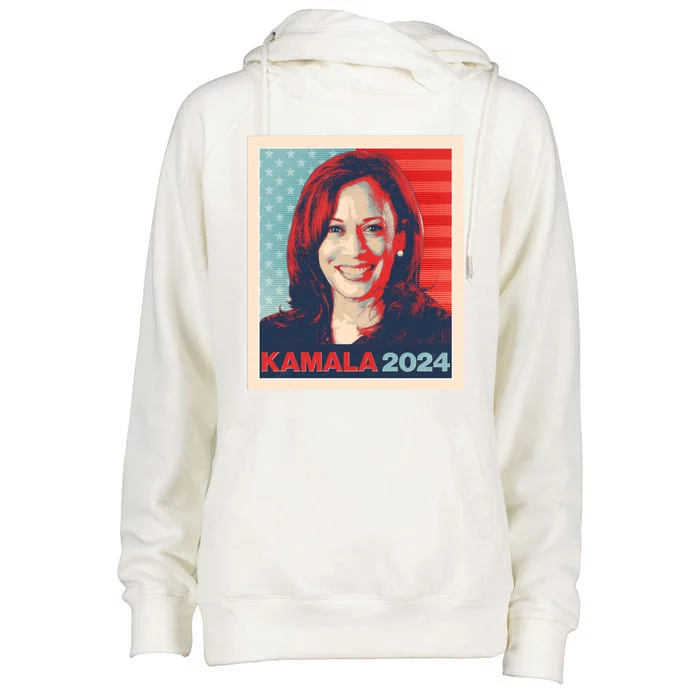 Vintage Style Poster Vote Kamala Harris 2024 Womens Funnel Neck Pullover Hood