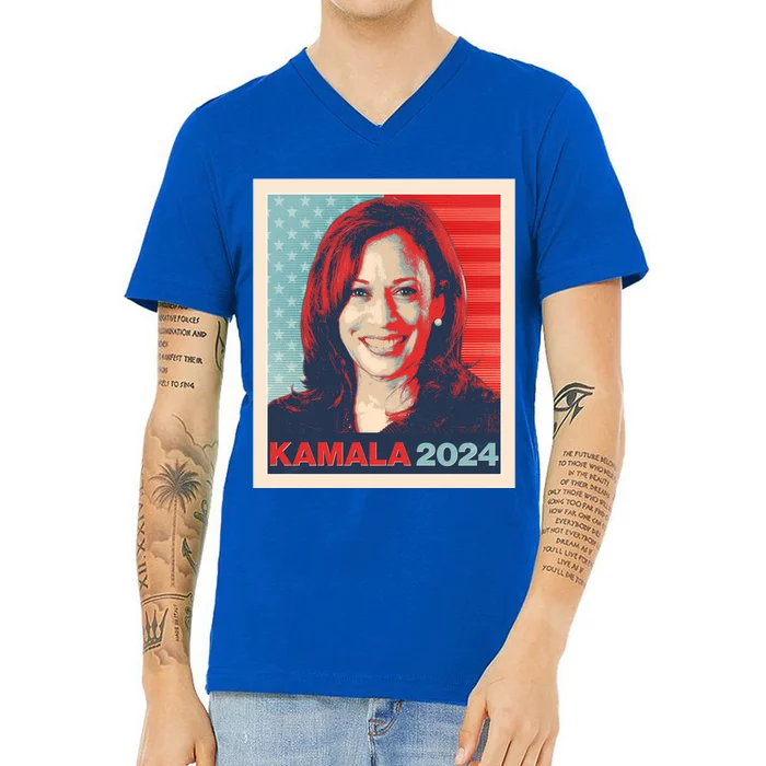 Vintage Style Poster Vote Kamala Harris 2024 V-Neck T-Shirt