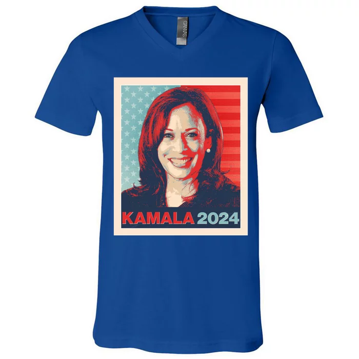 Vintage Style Poster Vote Kamala Harris 2024 V-Neck T-Shirt