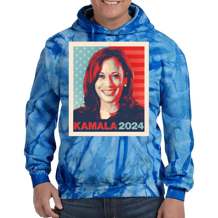 Vintage Style Poster Vote Kamala Harris 2024 Tie Dye Hoodie